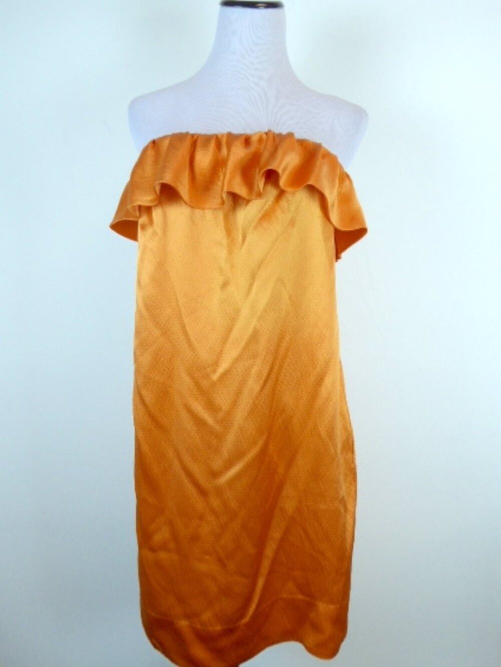 3.1 by Philip LIm orange 100% siik strapless mini dress party ruffles 6